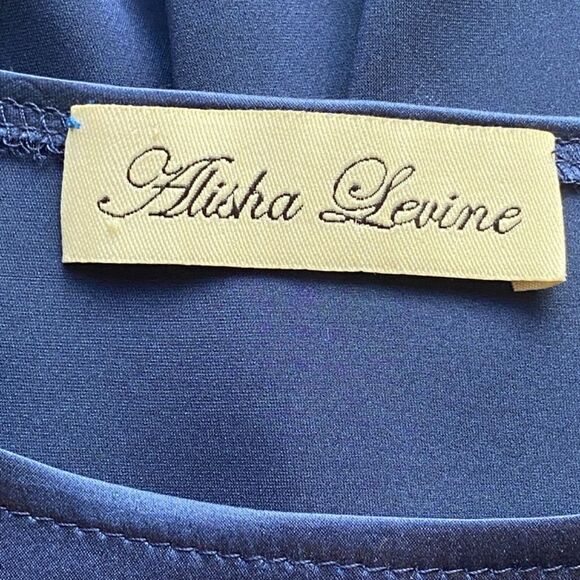 0165 Alisha Levine Royal Blue Satin Blouse with Ruffles Size L New - Picture 10 of 10